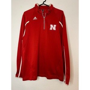 Nebraska Cornhuskers Jacket Mens Medium Red White Adidas Climalite Skers UNL